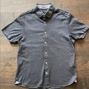 Ted Baker Men's Black Dot Print Woven Short Sleeve Shirt